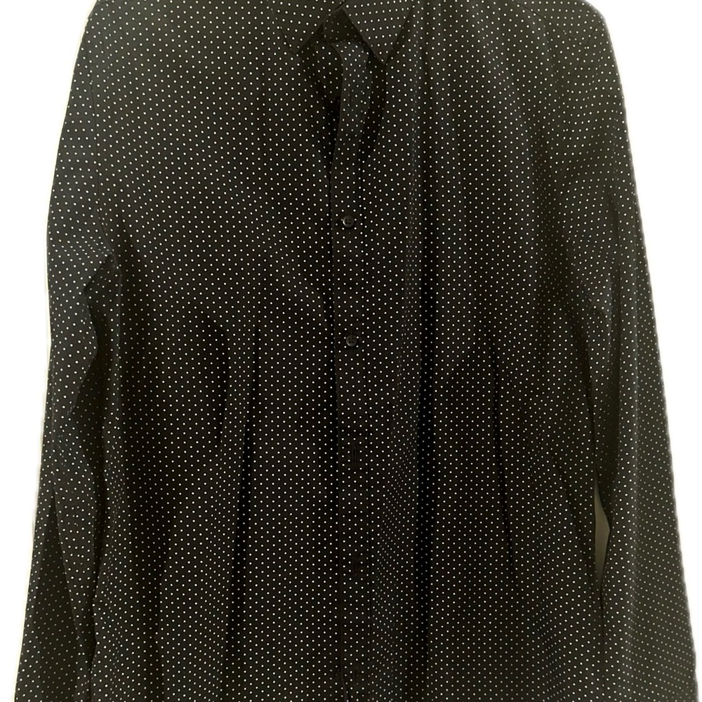Black White Polka Dot Men’s Button Shirt